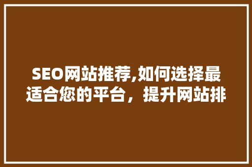 SEO网站推荐,如何选择最适合您的平台，提升网站排名与流量