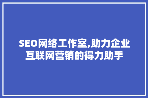 SEO网络工作室,助力企业互联网营销的得力助手