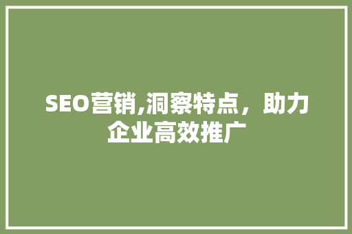 SEO营销,洞察特点，助力企业高效推广