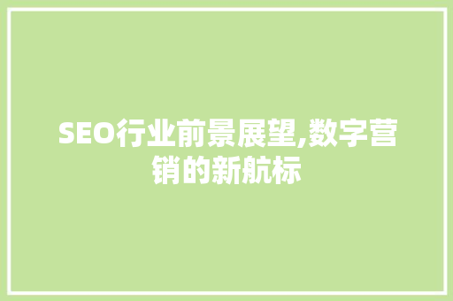 SEO行业前景展望,数字营销的新航标