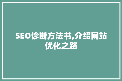 SEO诊断方法书,介绍网站优化之路