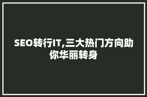 SEO转行IT,三大热门方向助你华丽转身
