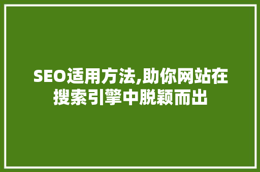 SEO适用方法,助你网站在搜索引擎中脱颖而出