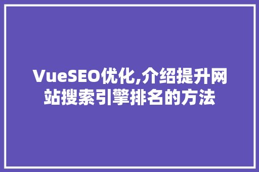 VueSEO优化,介绍提升网站搜索引擎排名的方法