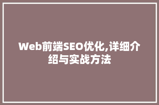 Web前端SEO优化,详细介绍与实战方法