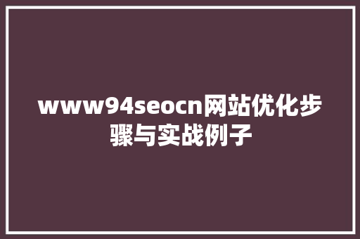 www94seocn网站优化步骤与实战例子