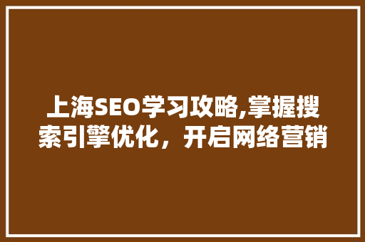 上海SEO学习攻略,掌握搜索引擎优化，开启网络营销新篇章