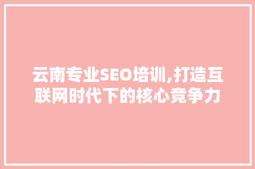 云南专业SEO培训,打造互联网时代下的核心竞争力
