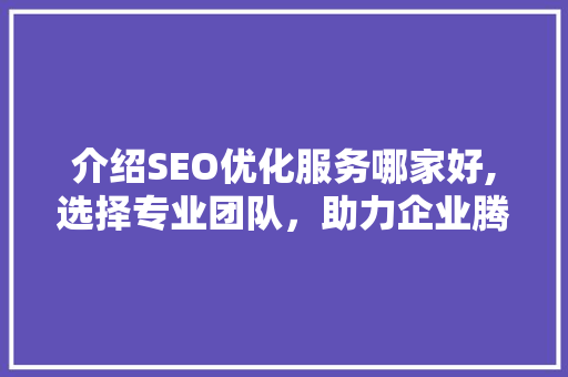 介绍SEO优化服务哪家好,选择专业团队，助力企业腾飞