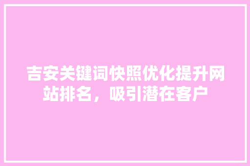 吉安关键词快照优化提升网站排名，吸引潜在客户