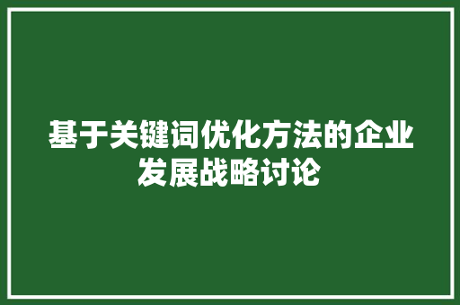 基于关键词优化方法的企业发展战略讨论