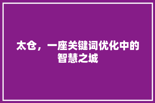 太仓，一座关键词优化中的智慧之城