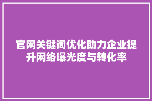 官网关键词优化助力企业提升网络曝光度与转化率