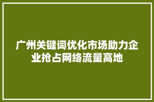 广州关键词优化市场助力企业抢占网络流量高地