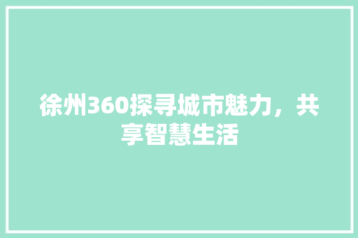 徐州360探寻城市魅力，共享智慧生活