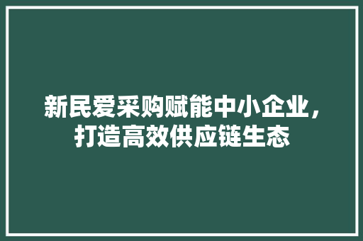新民爱采购赋能中小企业，打造高效供应链生态