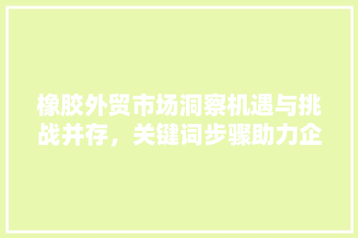 橡胶外贸市场洞察机遇与挑战并存，关键词步骤助力企业腾飞
