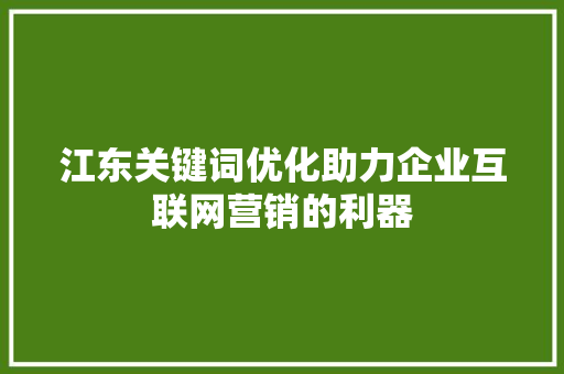 江东关键词优化助力企业互联网营销的利器