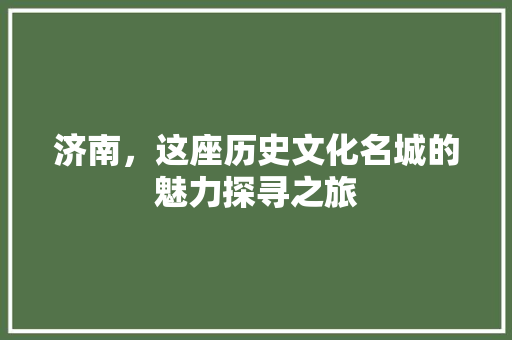 济南，这座历史文化名城的魅力探寻之旅