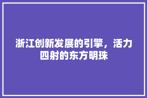 浙江创新发展的引擎，活力四射的东方明珠