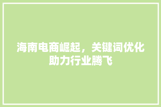 海南电商崛起，关键词优化助力行业腾飞