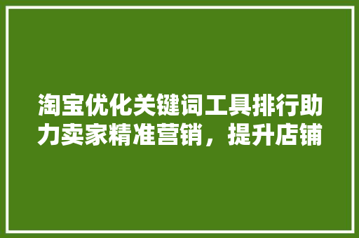 淘宝优化关键词工具排行助力卖家精准营销，提升店铺竞争力