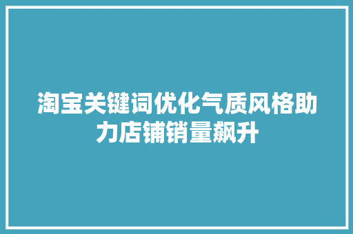 淘宝关键词优化气质风格助力店铺销量飙升