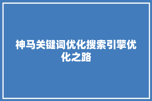 神马关键词优化搜索引擎优化之路