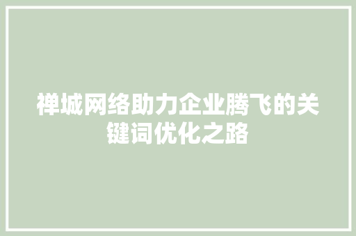 禅城网络助力企业腾飞的关键词优化之路