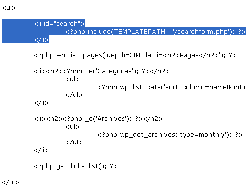 php搜刮框技巧_WordPress主题开拓教程十四搜索框和日历