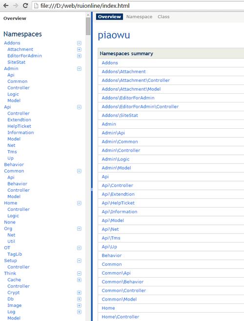phpapigen技巧_PHP API 文档生成对象ApiGen的安装和运用